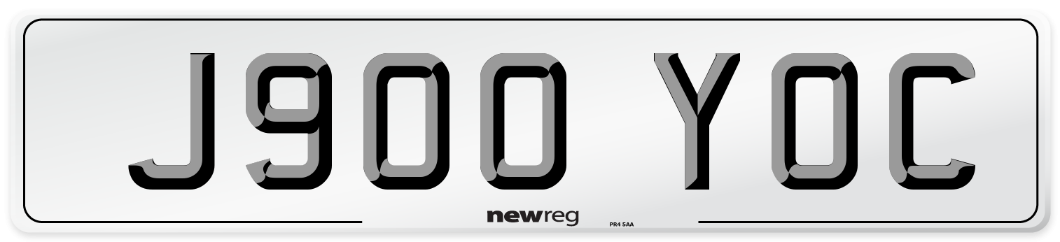 J900 YOC Number Plate from New Reg
